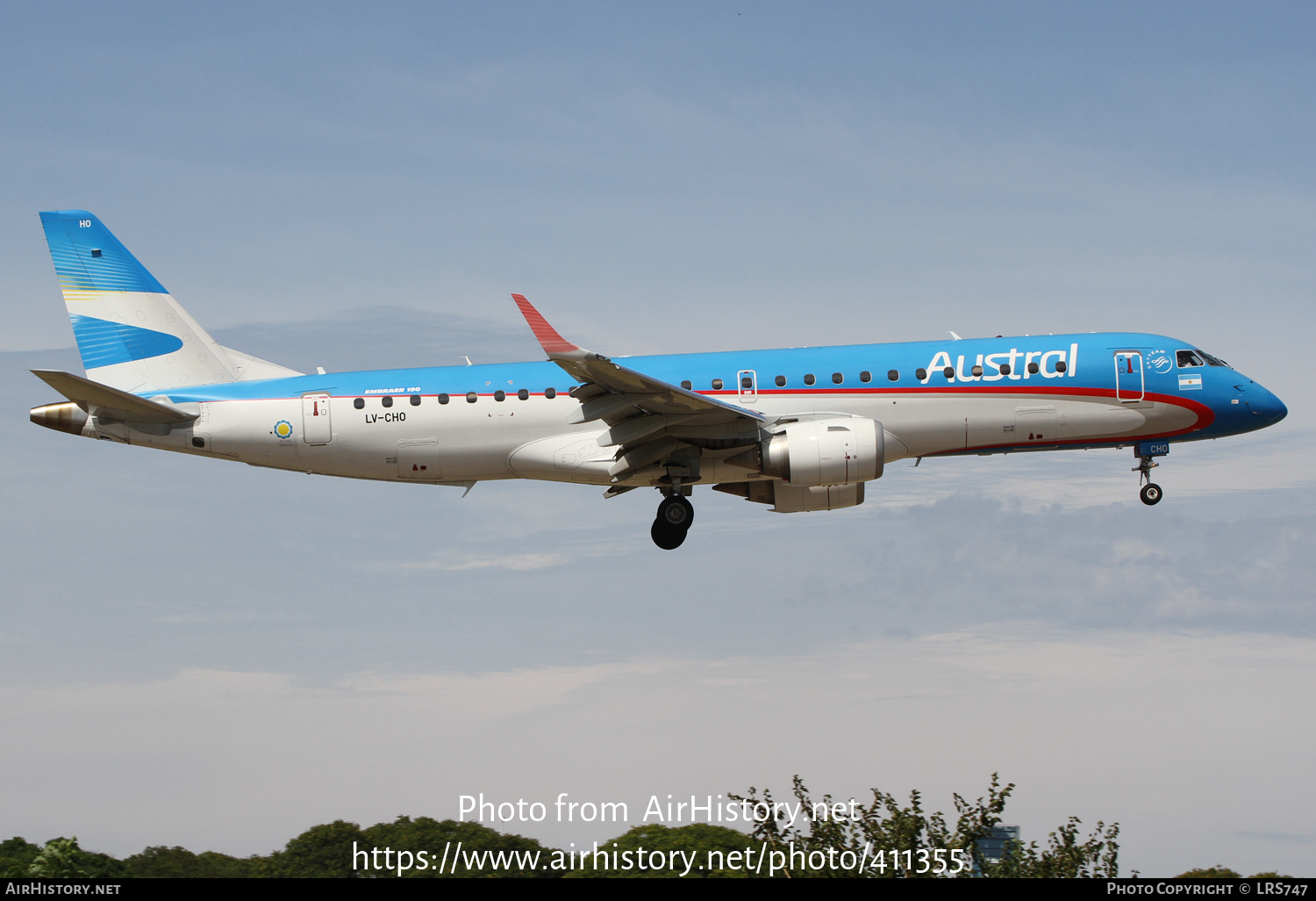 Aircraft Photo of LV-CHO | Embraer 190AR (ERJ-190-100IGW) | Austral Líneas Aéreas | AirHistory.net #411355