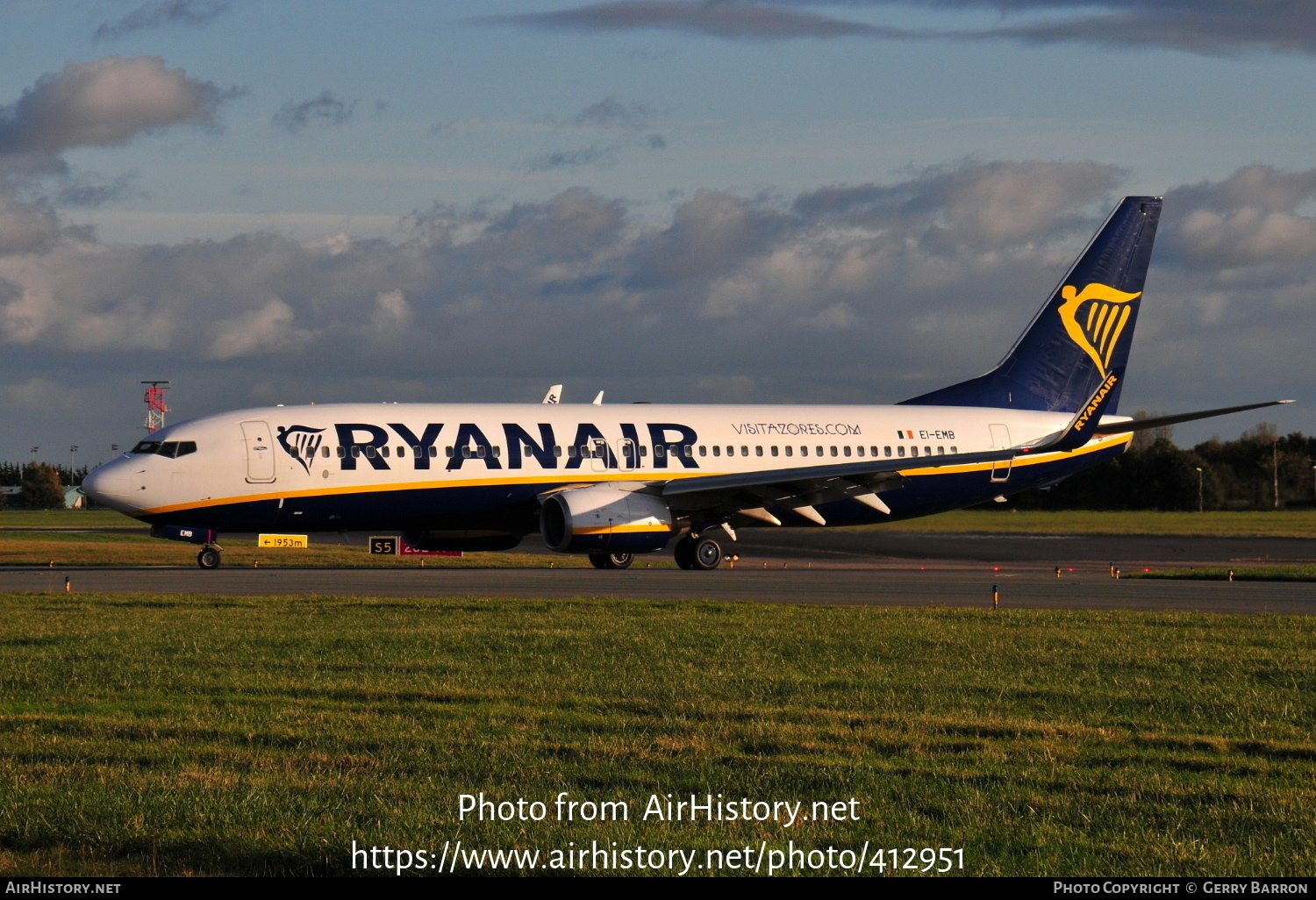 Aircraft Photo of EI-EMB | Boeing 737-8AS | Ryanair | AirHistory.net #412951