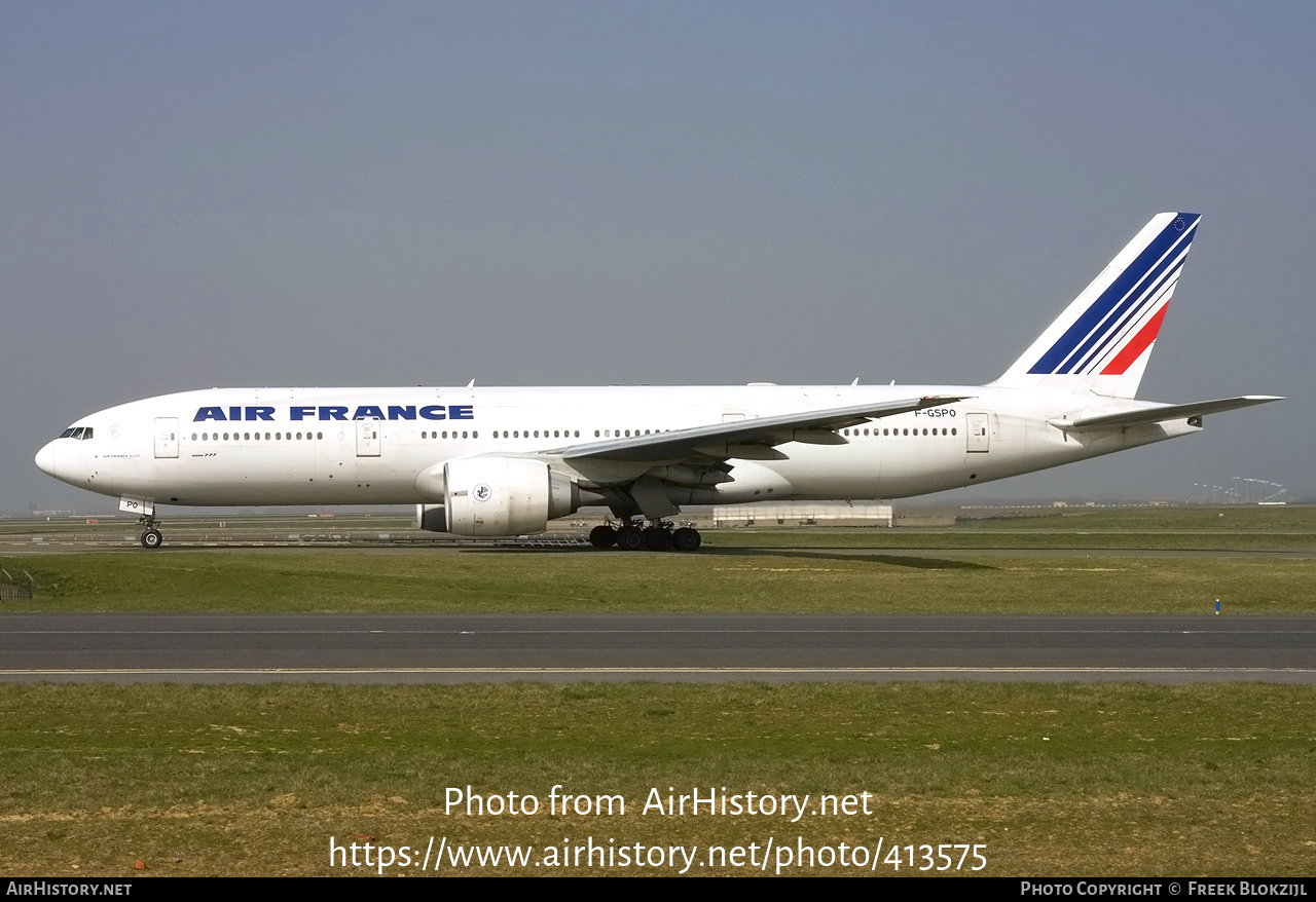 Aircraft Photo of F-GSPO | Boeing 777-228/ER | Air France | AirHistory.net #413575