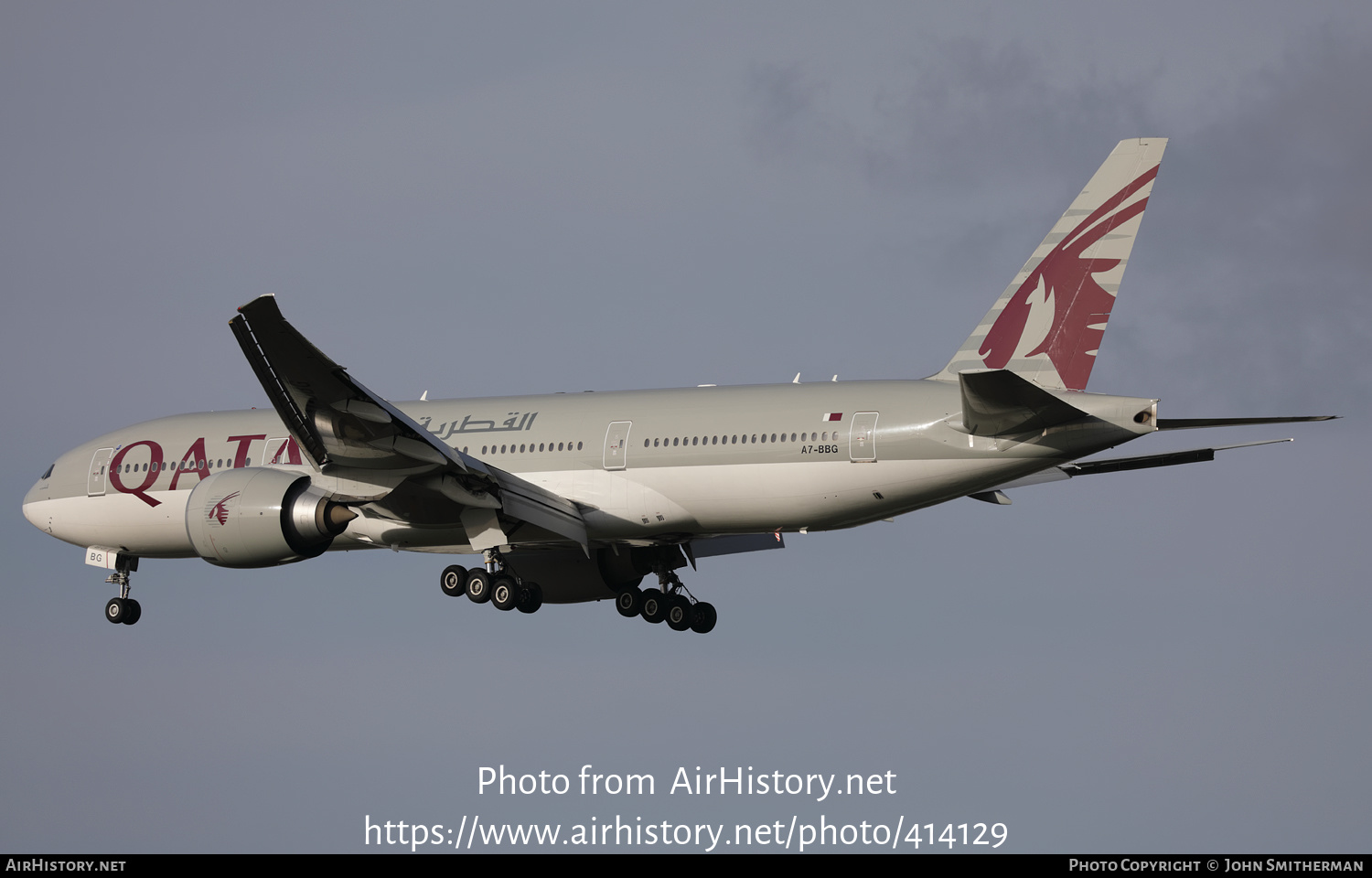 Aircraft Photo of A7-BBG | Boeing 777-2DZ/LR | Qatar Airways | AirHistory.net #414129