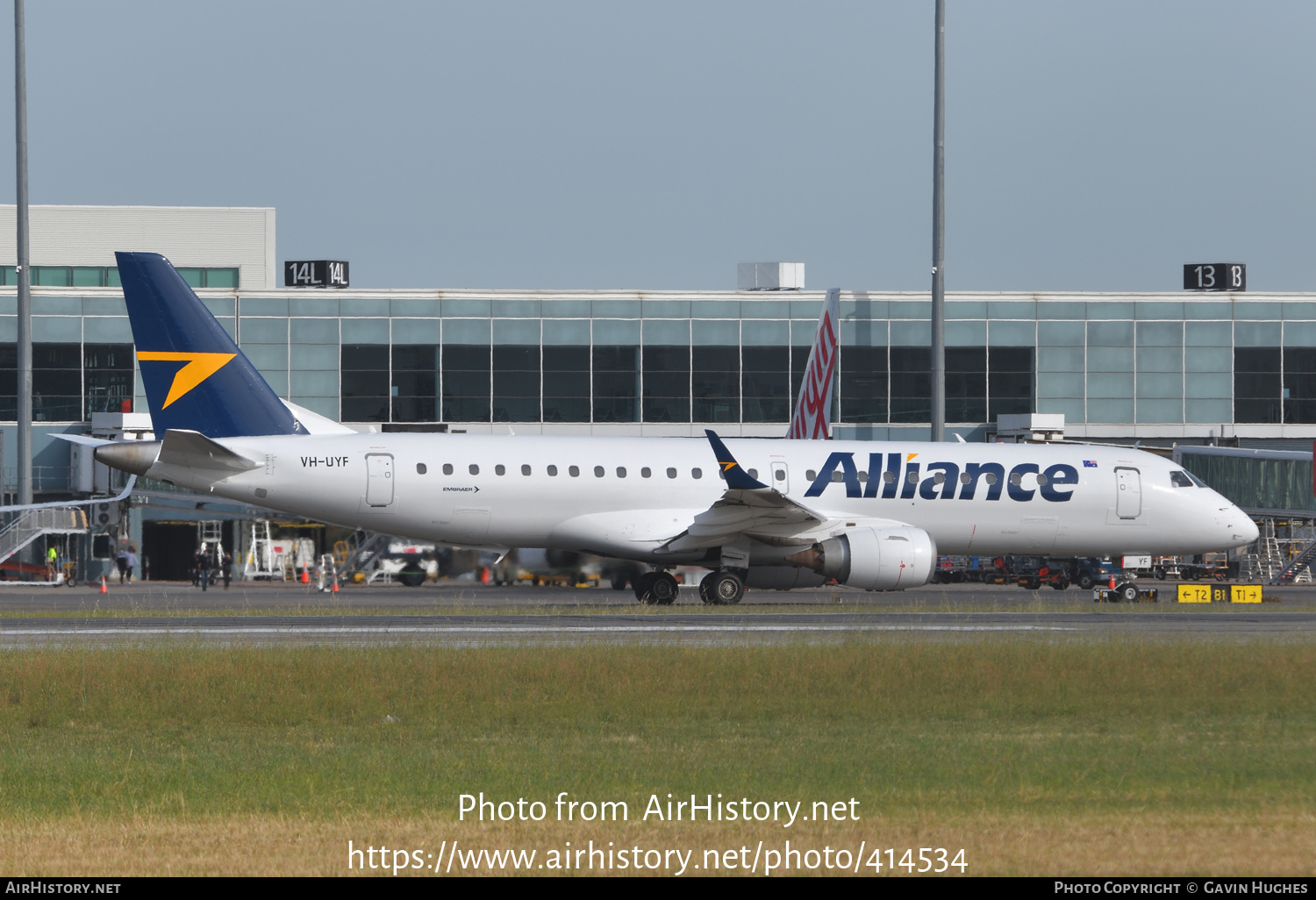 Aircraft Photo of VH-UYF | Embraer 190AR (ERJ-190-100IGW) | Alliance Airlines | AirHistory.net #414534