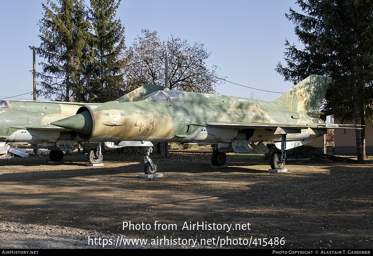 Aircraft Photo of 43 | Mikoyan-Gurevich MiG-21bis | Hungary - Air Force | AirHistory.net #415486