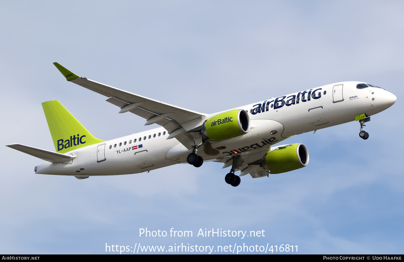 Aircraft Photo of YL-AAP | Airbus A220-371 (BD-500-1A11) | AirBaltic | AirHistory.net #416811