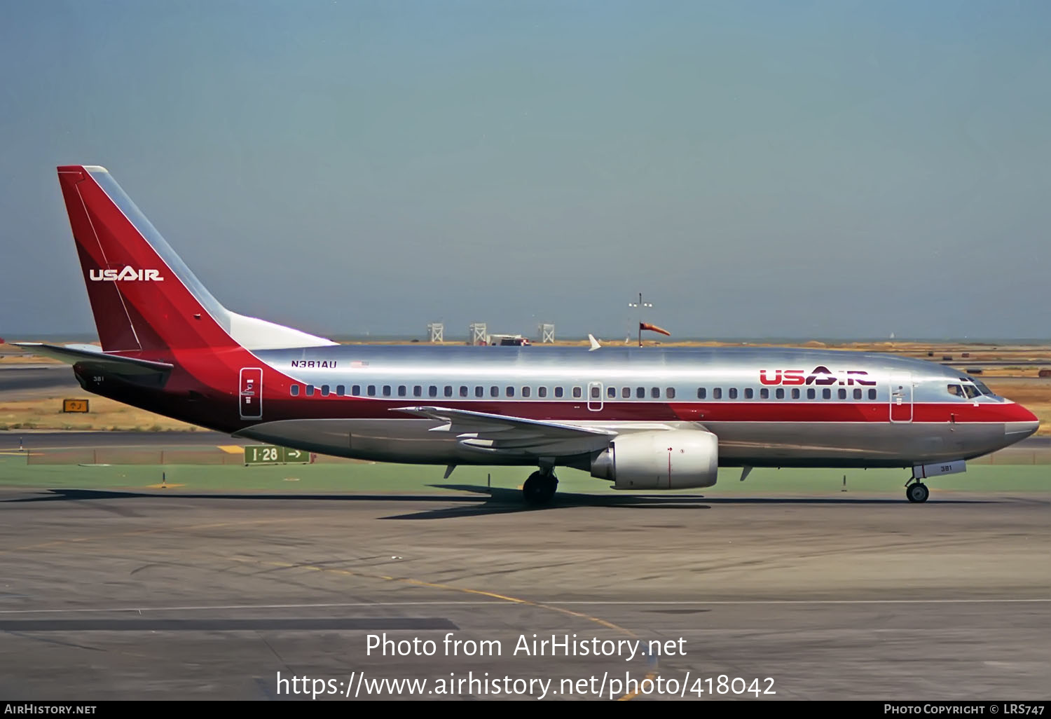 Aircraft Photo of N381AU | Boeing 737-3B7 | USAir | AirHistory.net #418042