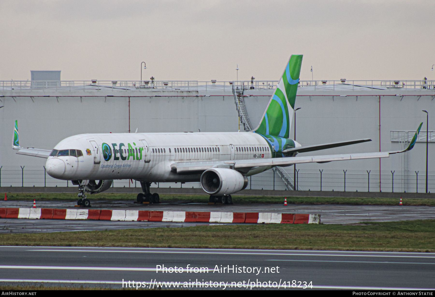 Aircraft Photo of HB-JJE | Boeing 757-204 | ECAir - Equatorial Congo Airlines | AirHistory.net #418234