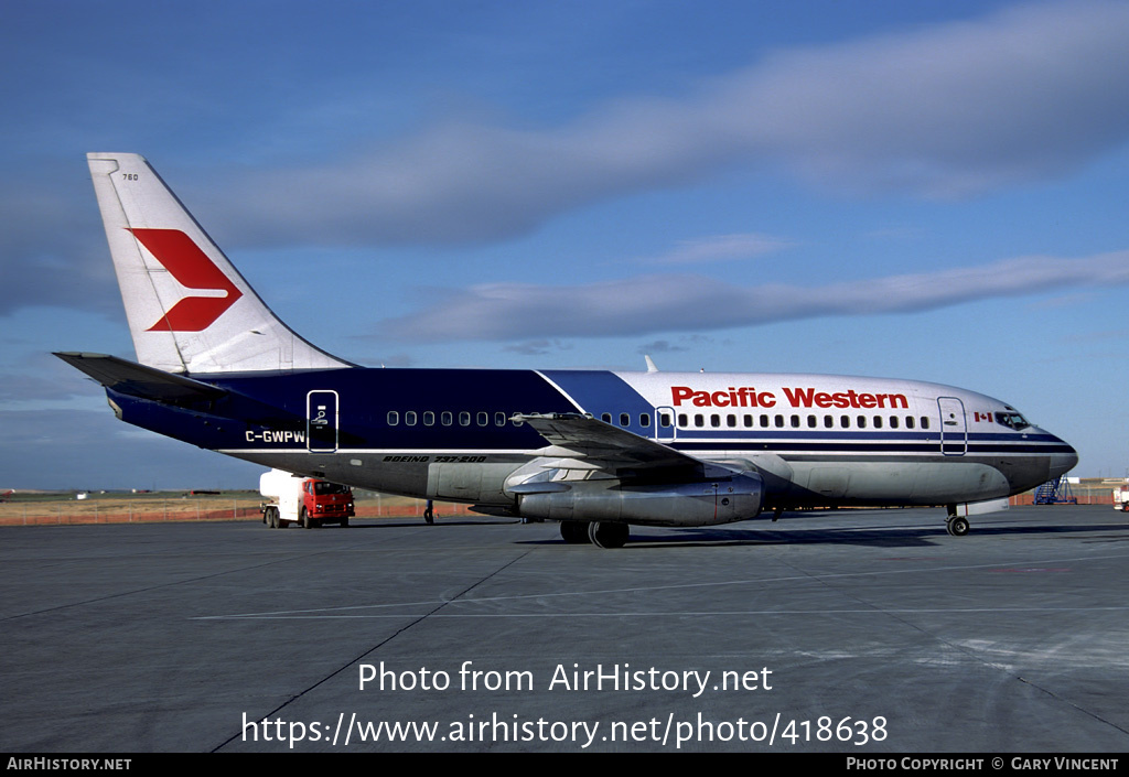 Aircraft Photo of C-GWPW | Boeing 737-275/Adv | Pacific Western Airlines | AirHistory.net #418638