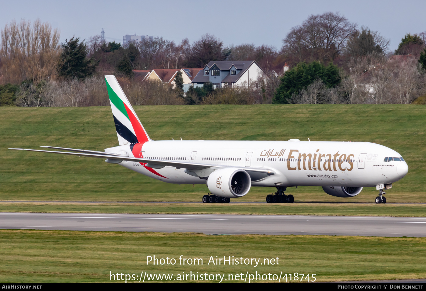 Aircraft Photo of A6-EPQ | Boeing 777-300/ER | Emirates | AirHistory.net #418745