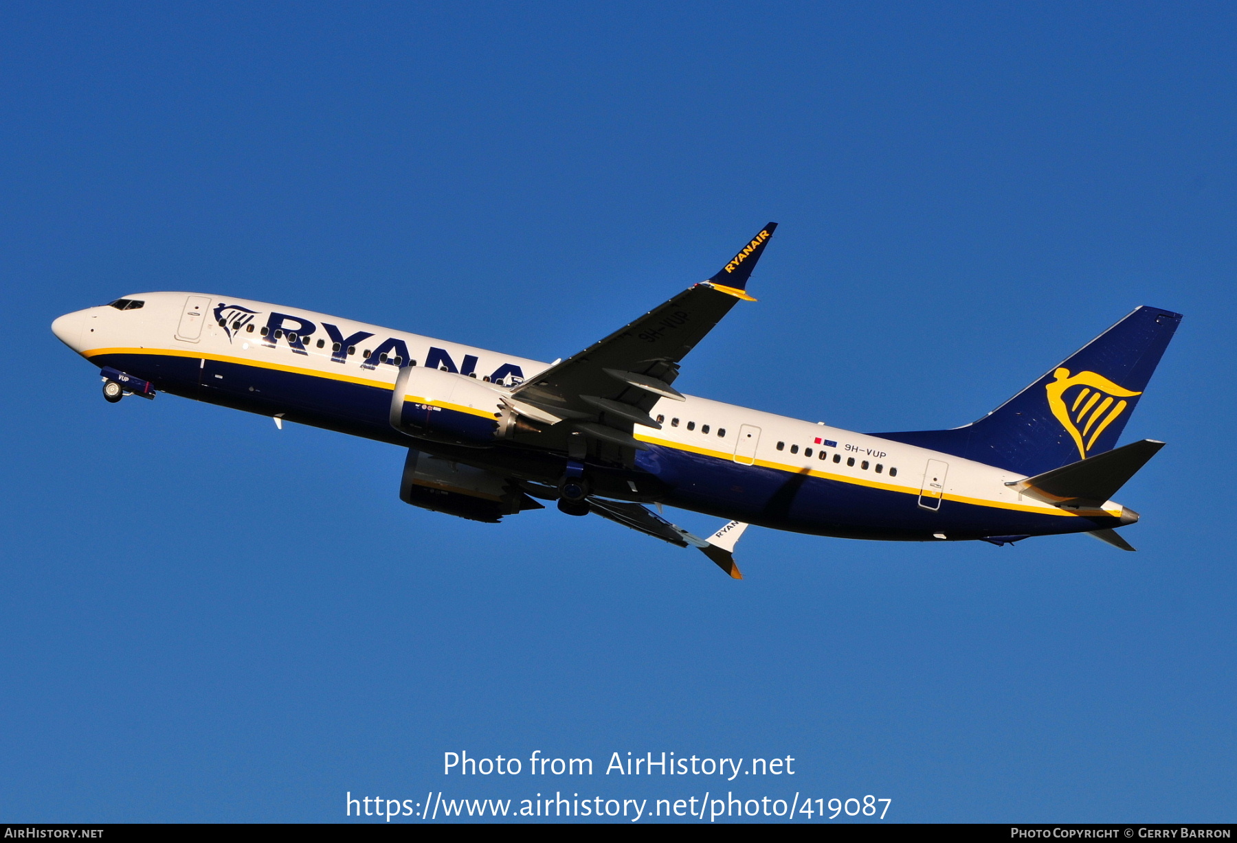 Aircraft Photo of 9H-VUP | Boeing 737-8200 Max 200 | Ryanair | AirHistory.net #419087