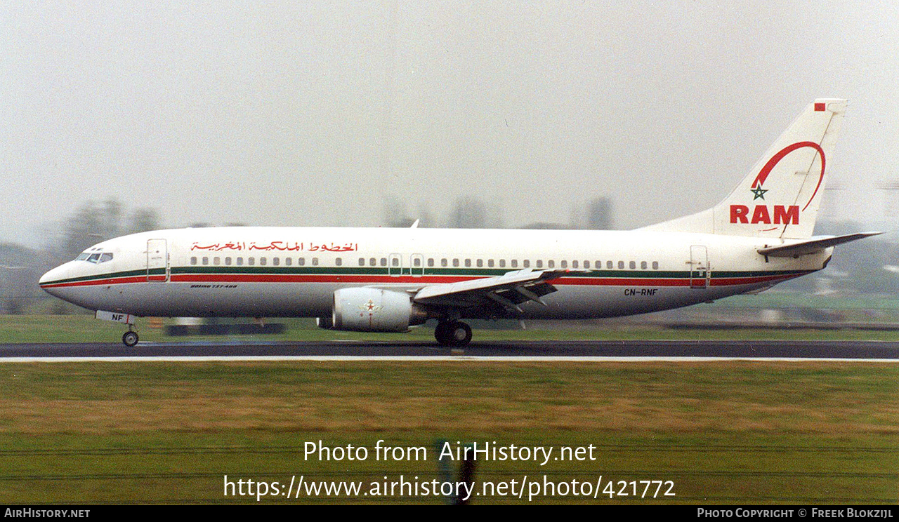 Aircraft Photo of CN-RNF | Boeing 737-4B6 | Royal Air Maroc - RAM | AirHistory.net #421772