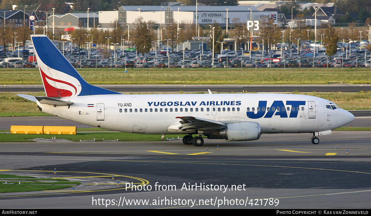 Aircraft Photo of YU-AND | Boeing 737-3H9 | JAT Yugoslav Airlines - Jugoslovenski Aerotransport | AirHistory.net #421789