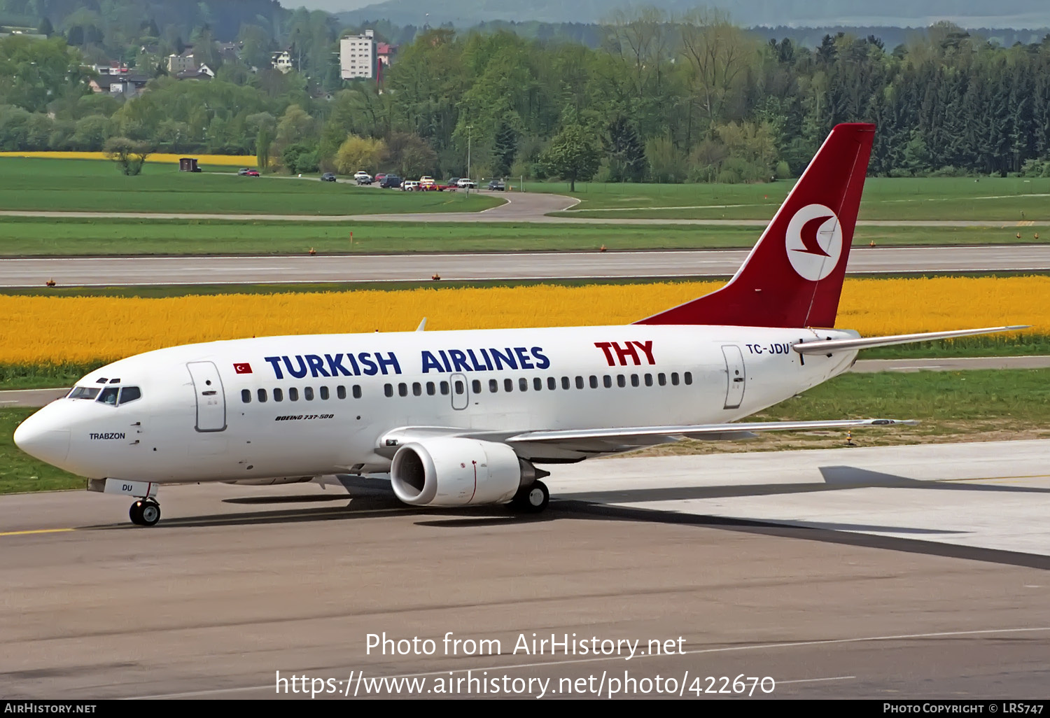 Aircraft Photo of TC-JDU | Boeing 737-5Y0 | THY Türk Hava Yolları - Turkish Airlines | AirHistory.net #422670