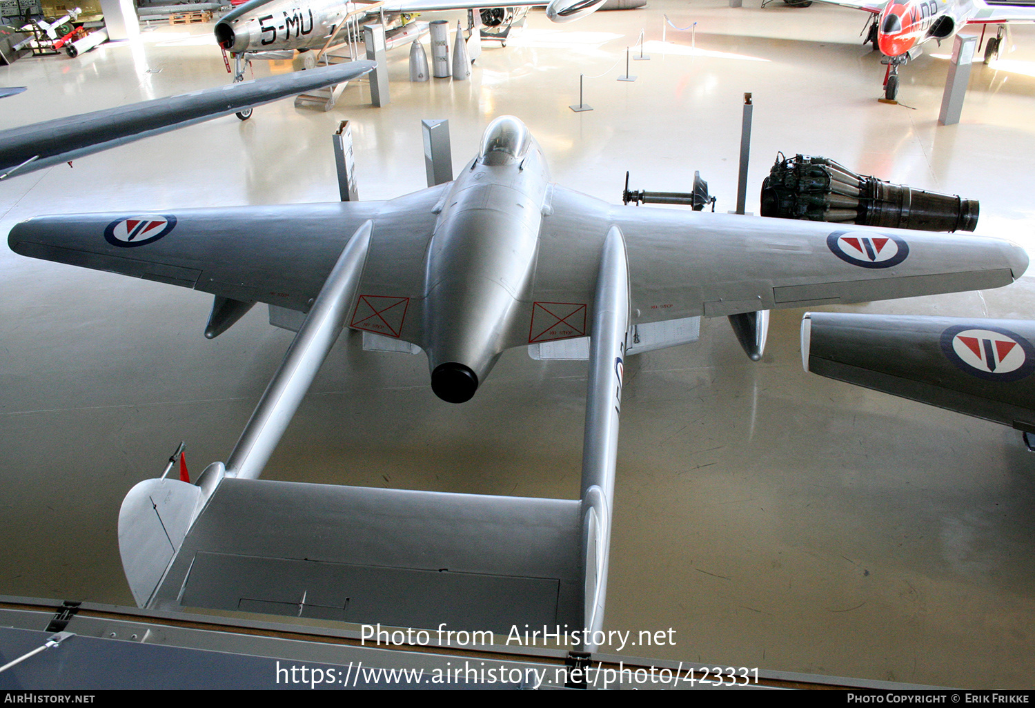 Aircraft Photo of P42408 | De Havilland D.H. 100 Vampire F3 | Norway - Air Force | AirHistory.net #423331