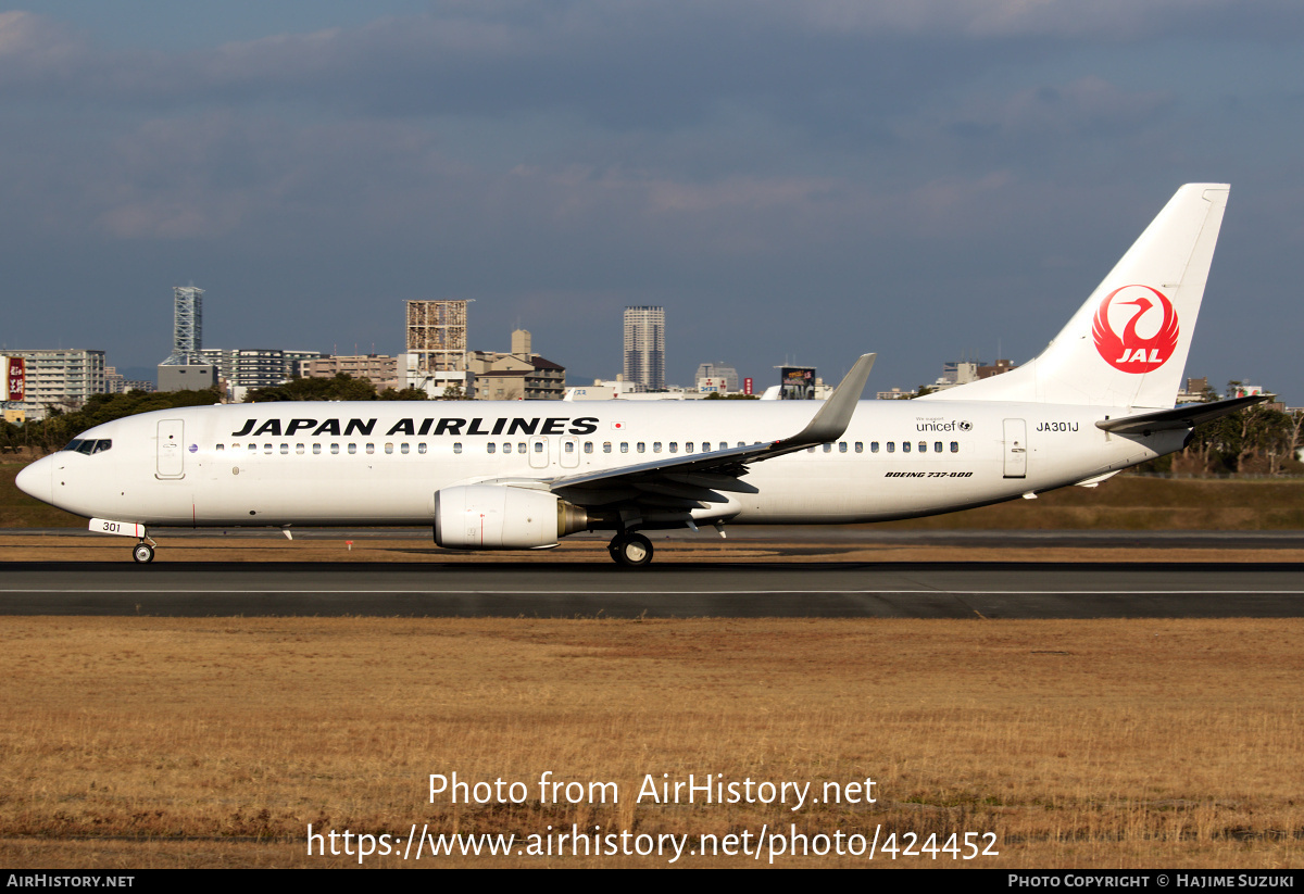 Aircraft Photo of JA301J | Boeing 737-846 | Japan Airlines - JAL | AirHistory.net #424452