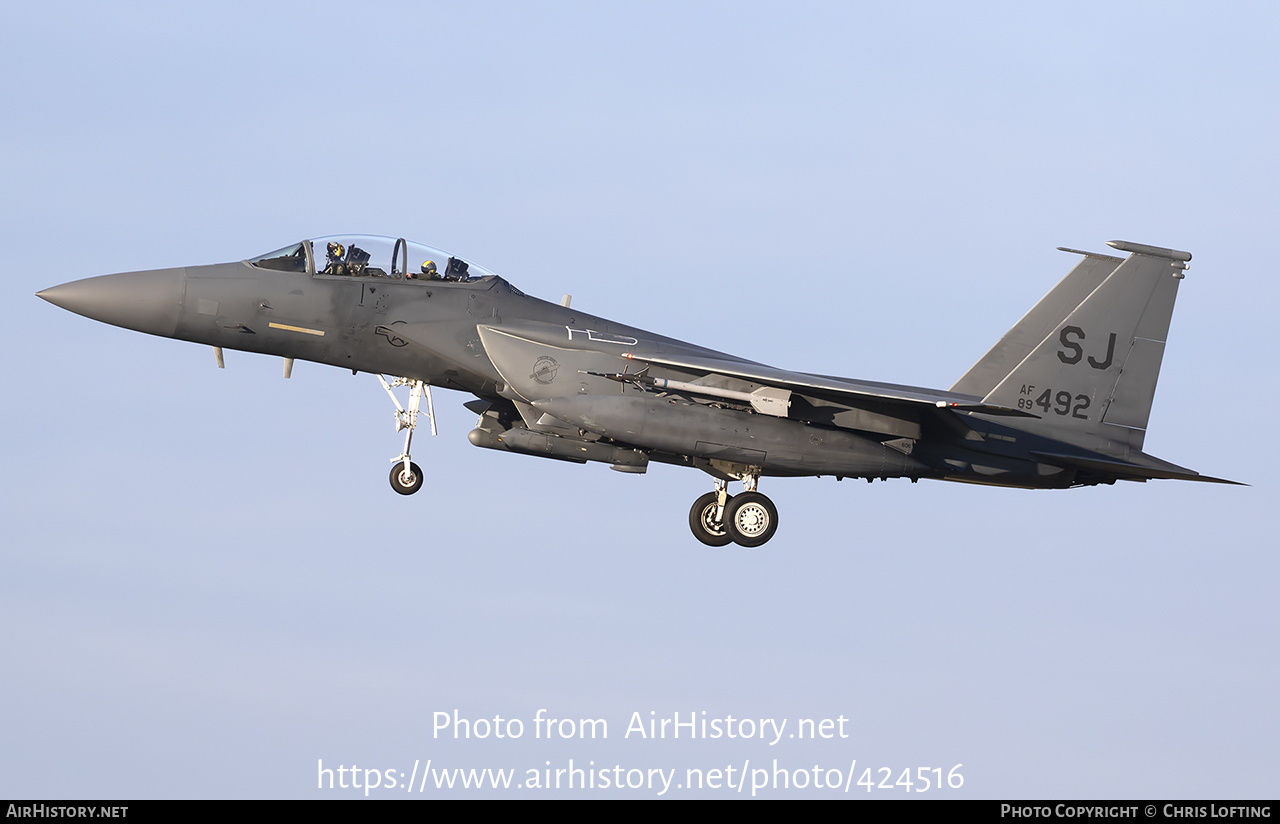 Aircraft Photo of 89-0492 / AF89-492 | Boeing F-15E Strike Eagle | USA - Air Force | AirHistory.net #424516