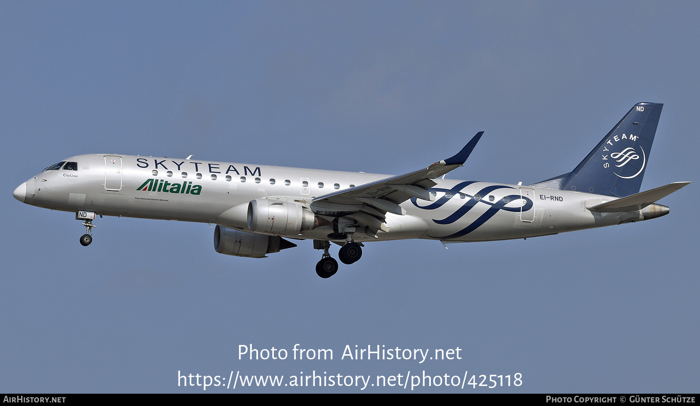 Aircraft Photo of EI-RND | Embraer 190STD (ERJ-190-100STD) | Alitalia CityLiner | AirHistory.net #425118