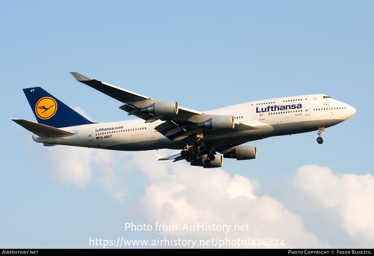 Aircraft Photo of D-ABVT | Boeing 747-430 | Lufthansa | AirHistory.net #426824