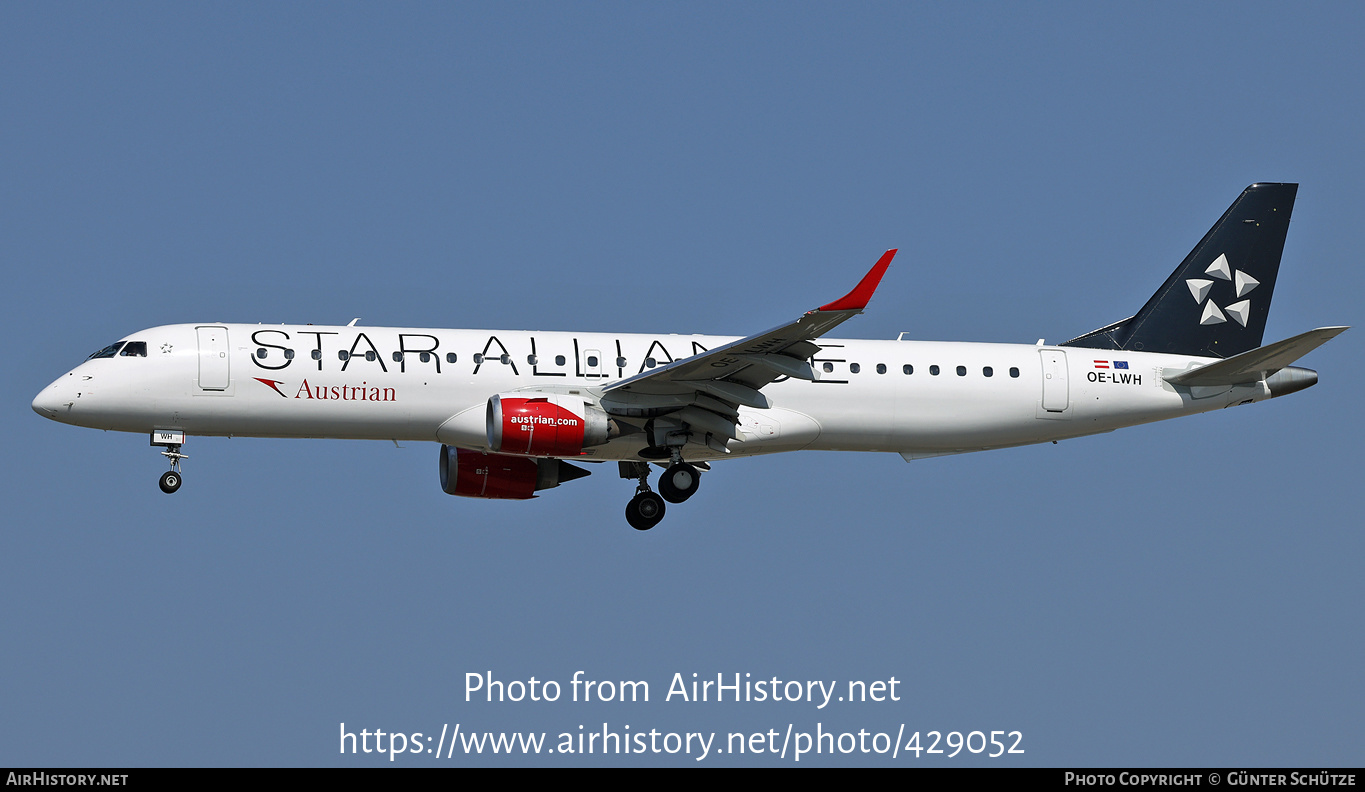 Aircraft Photo of OE-LWH | Embraer 195LR (ERJ-190-200LR) | Austrian Airlines | AirHistory.net #429052