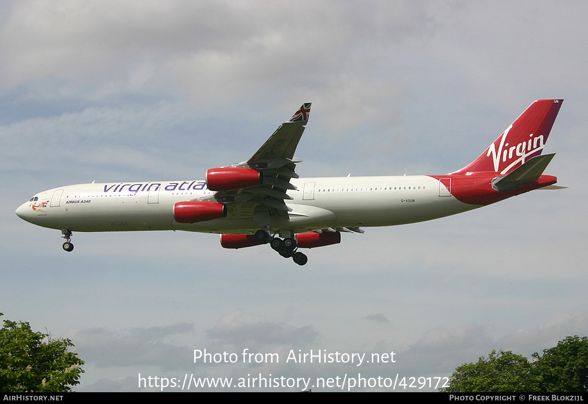 Aircraft Photo of G-VSUN | Airbus A340-313 | Virgin Atlantic Airways | AirHistory.net #429172