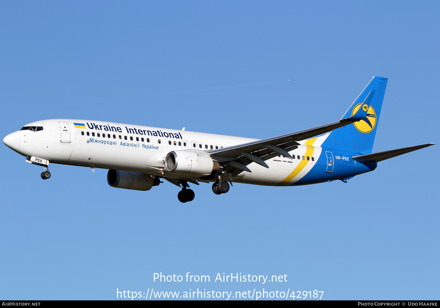 Aircraft Photo of UR-PSX | Boeing 737-8EH | Ukraine International Airlines | AirHistory.net #429187