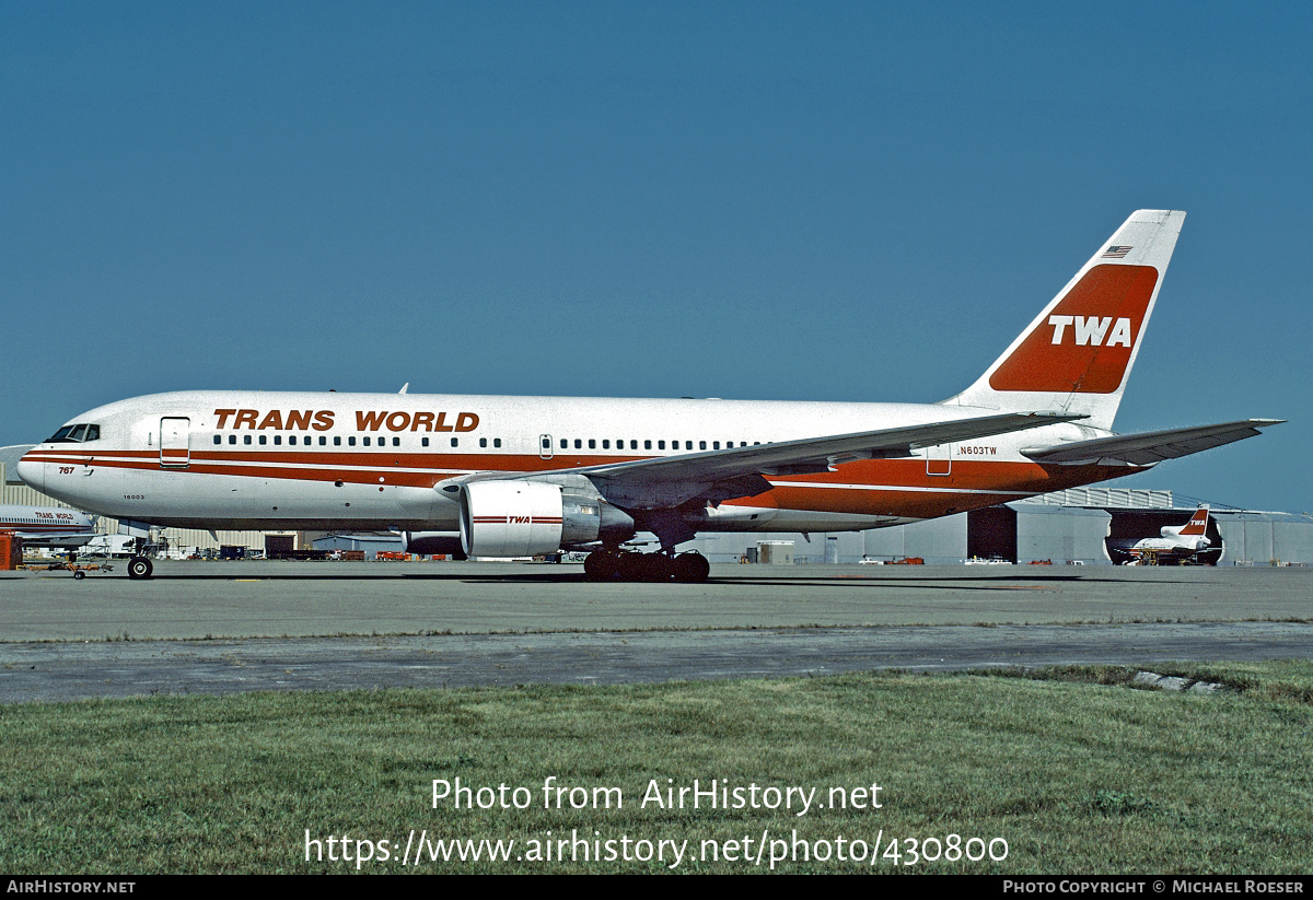 Aircraft Photo of N603TW | Boeing 767-231(ER) | Trans World Airlines - TWA | AirHistory.net #430800