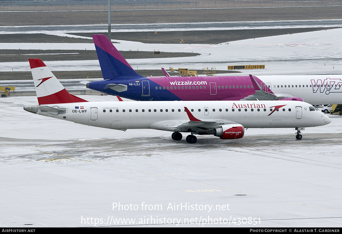 Aircraft Photo of OE-LWF | Embraer 195LR (ERJ-190-200LR) | Austrian Airlines | AirHistory.net #430851