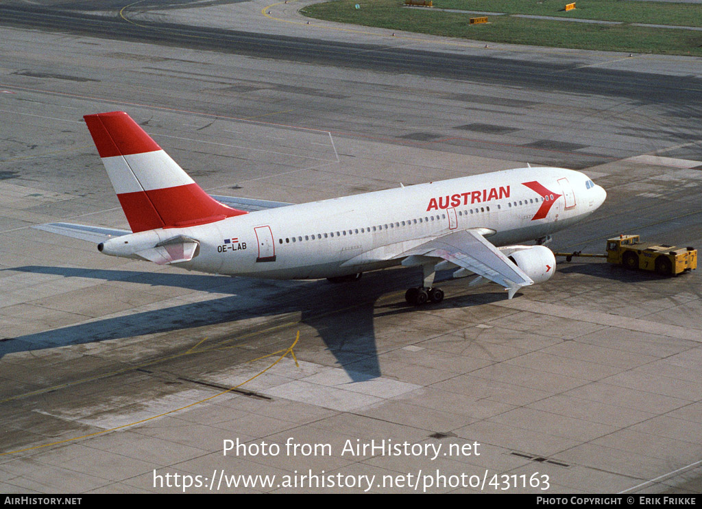 Aircraft Photo of OE-LAB | Airbus A310-324 | Austrian Airlines | AirHistory.net #431163