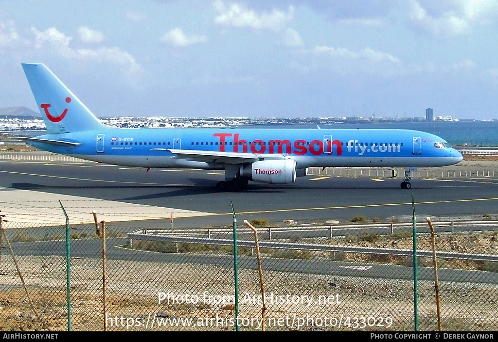 Aircraft Photo of G-BYAK | Boeing 757-204 | Thomsonfly | AirHistory.net #433029