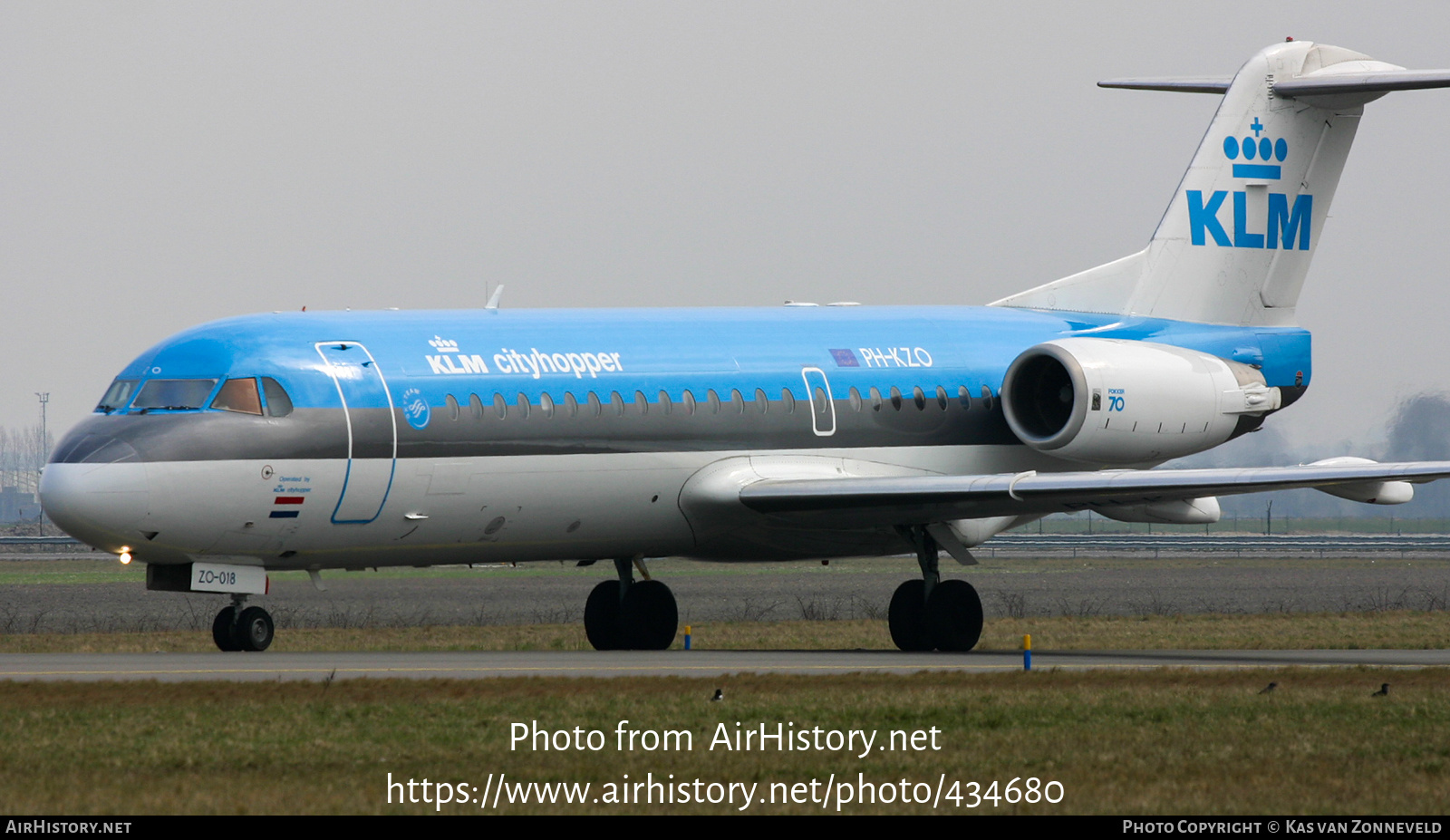 Aircraft Photo of PH-KZO | Fokker 70 (F28-0070) | KLM Cityhopper | AirHistory.net #434680