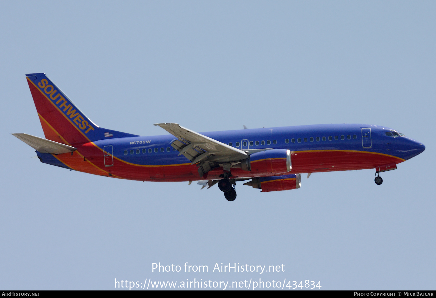 Aircraft Photo of N670SW | Boeing 737-3G7 | Southwest Airlines | AirHistory.net #434834