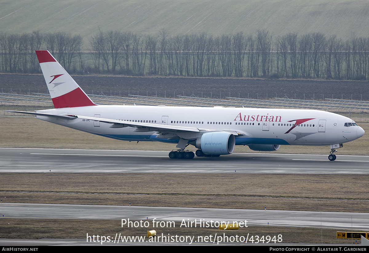 Aircraft Photo of OE-LPC | Boeing 777-2Z9/ER | Austrian Airlines | AirHistory.net #434948