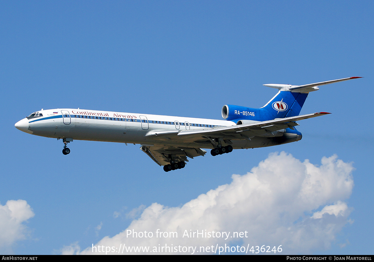 Aircraft Photo of RA-85146 | Tupolev Tu-154M | Continental Airways | AirHistory.net #436246