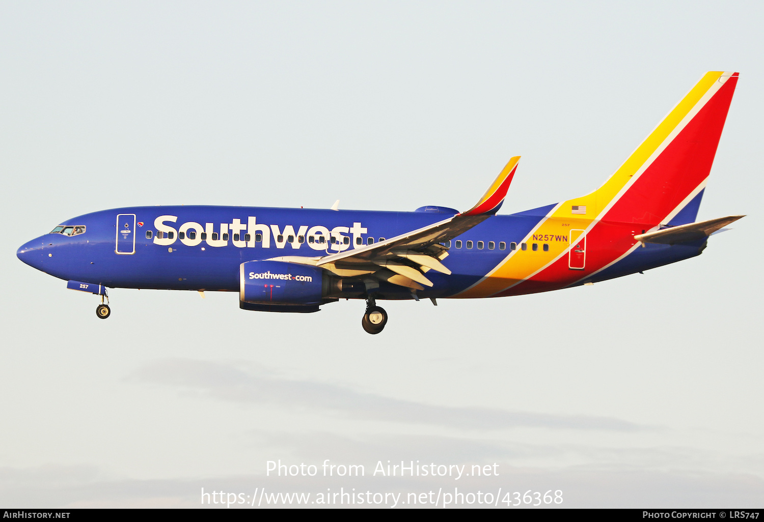 Aircraft Photo of N257WN | Boeing 737-7H4 | Southwest Airlines | AirHistory.net #436368