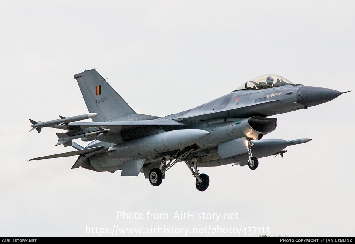 Aircraft Photo of FA125 | General Dynamics F-16AM Fighting Falcon | Belgium - Air Force | AirHistory.net #437113