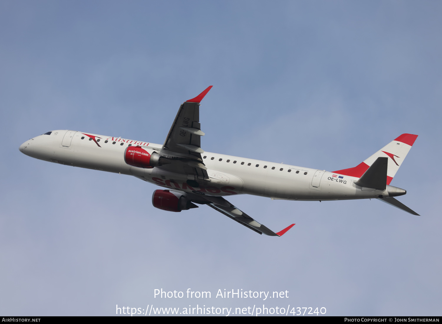 Aircraft Photo of OE-LWG | Embraer 195LR (ERJ-190-200LR) | Austrian Airlines | AirHistory.net #437240