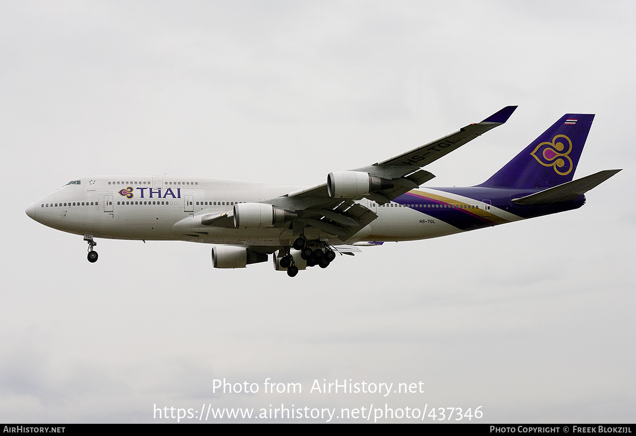 Aircraft Photo of HS-TGL | Boeing 747-4D7 | Thai Airways International | AirHistory.net #437346