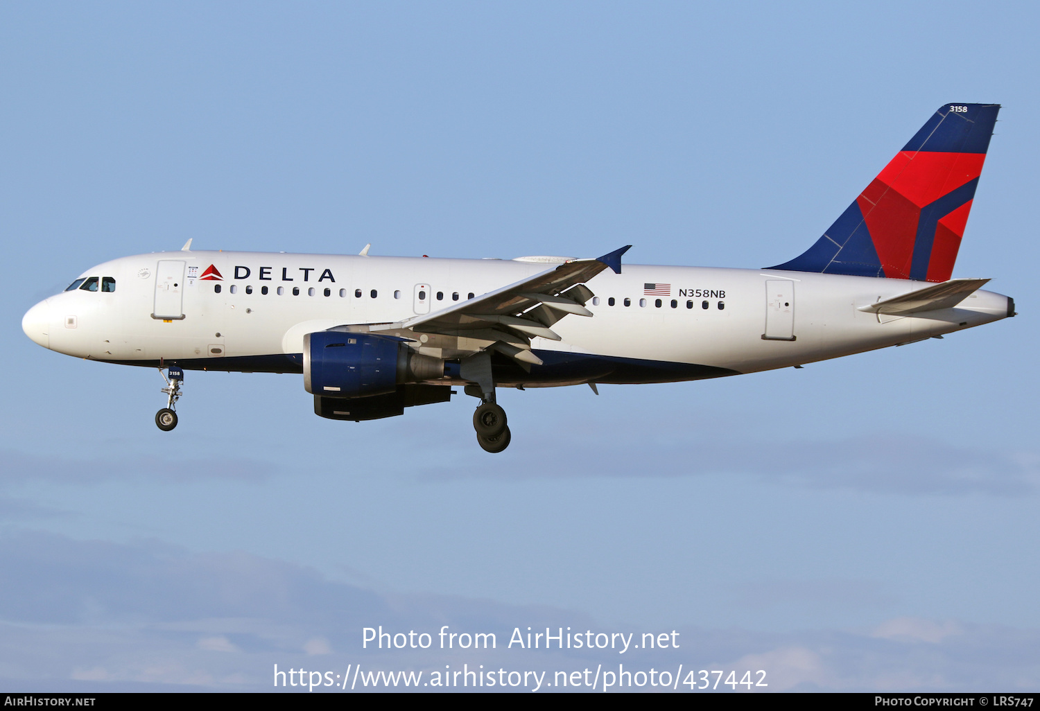 Aircraft Photo of N358NB | Airbus A319-114 | Delta Air Lines | AirHistory.net #437442