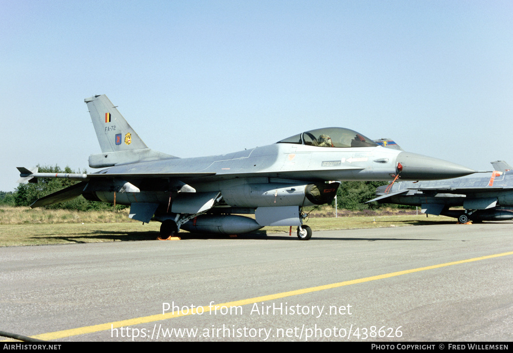 Aircraft Photo of FA-72 | General Dynamics F-16A Fighting Falcon | Belgium - Air Force | AirHistory.net #438626