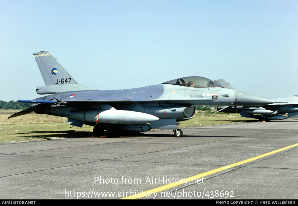 Aircraft Photo of J-647 | General Dynamics F-16A Fighting Falcon | Netherlands - Air Force | AirHistory.net #438692