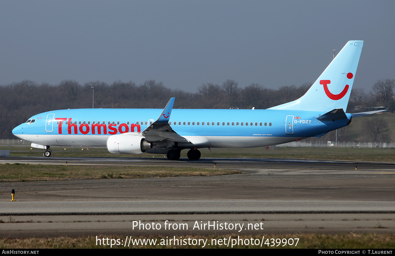 Aircraft Photo of G-FDZT | Boeing 737-8K5 | Thomson Airways | AirHistory.net #439907