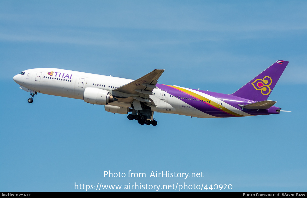 Aircraft Photo of HS-TJU | Boeing 777-2D7/ER | Thai Airways International | AirHistory.net #440920