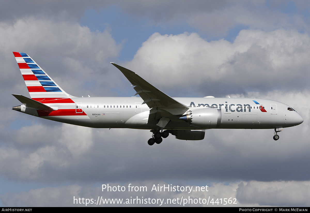 Aircraft Photo of N806AA | Boeing 787-8 Dreamliner | American Airlines | AirHistory.net #441562