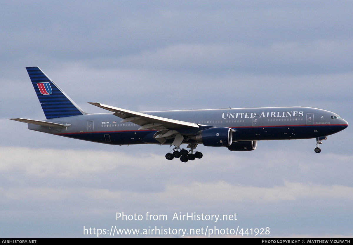 Aircraft Photo of N792UA | Boeing 777-222/ER | United Airlines | AirHistory.net #441928