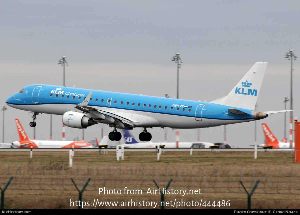 Aircraft Photo of PH-EXV | Embraer 190STD (ERJ-190-100STD) | KLM Cityhopper | AirHistory.net #444486