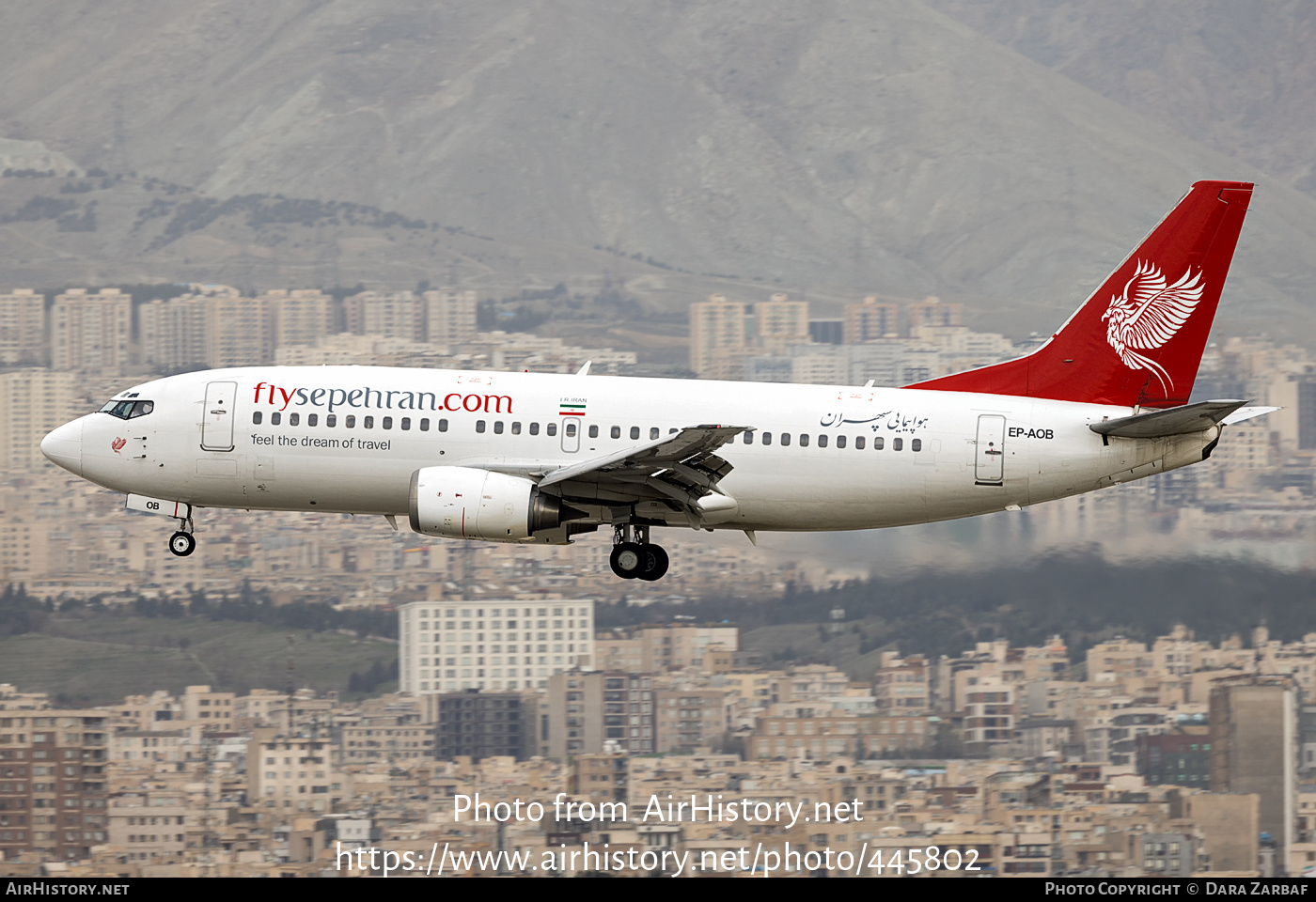 Aircraft Photo of EP-AOB | Boeing 737-36N | Sepehran Airlines | AirHistory.net #445802