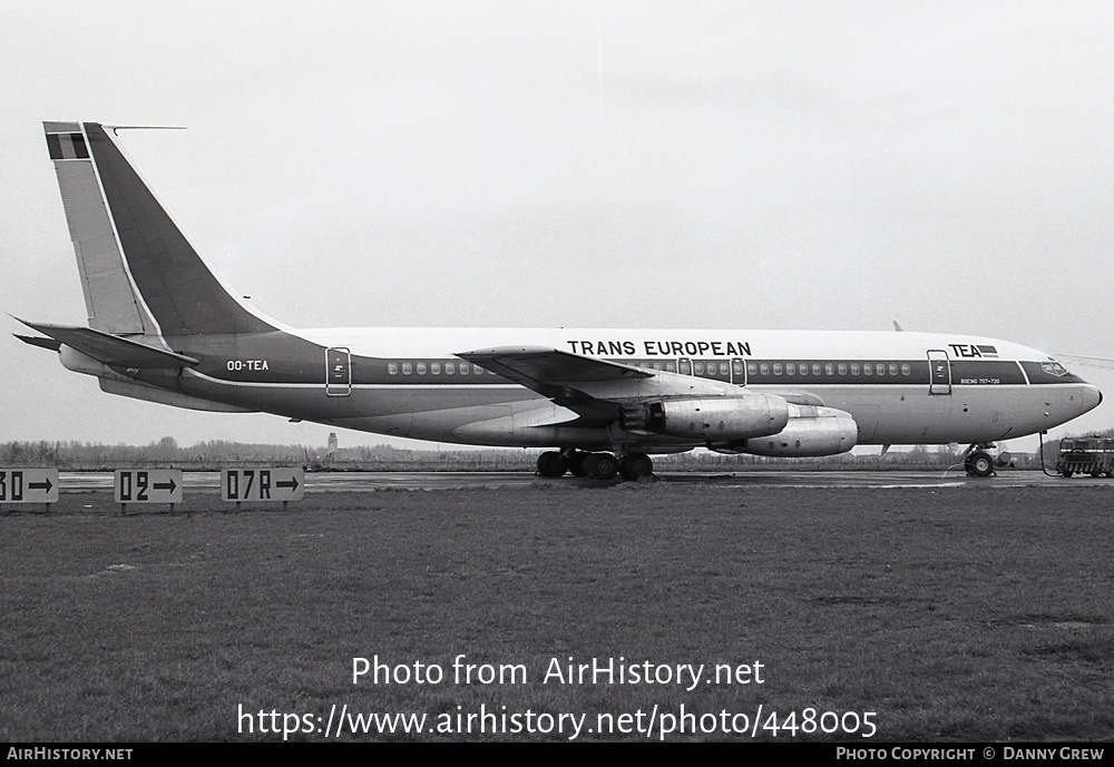 Aircraft Photo of OO-TEA | Boeing 720-025 | TEA - Trans European Airways | AirHistory.net #448005