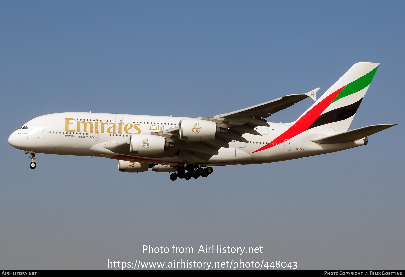 Aircraft Photo of A6-EUA | Airbus A380-861 | Emirates | AirHistory.net #448043