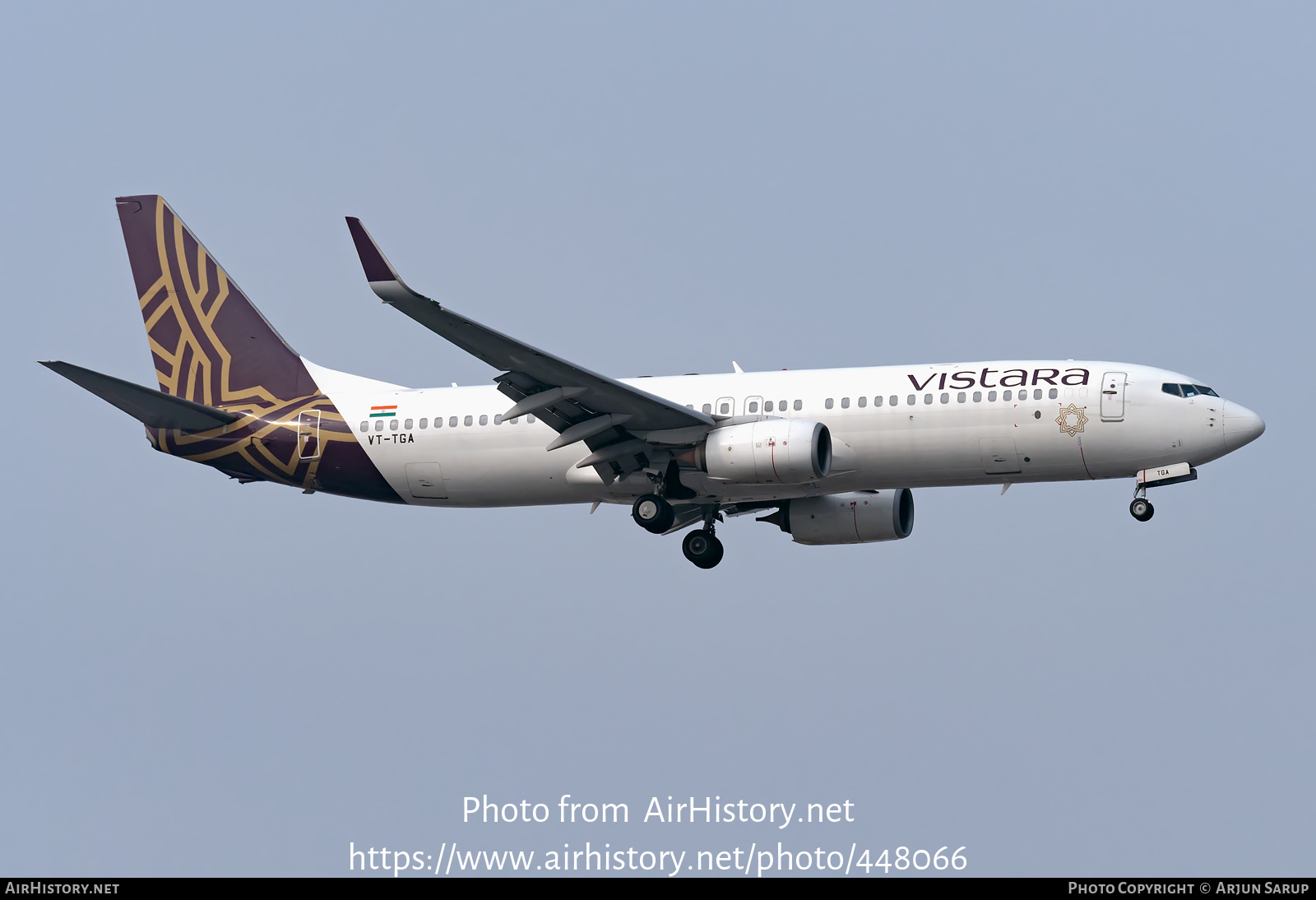 Aircraft Photo of VT-TGA | Boeing 737-8AL | Vistara | AirHistory.net #448066