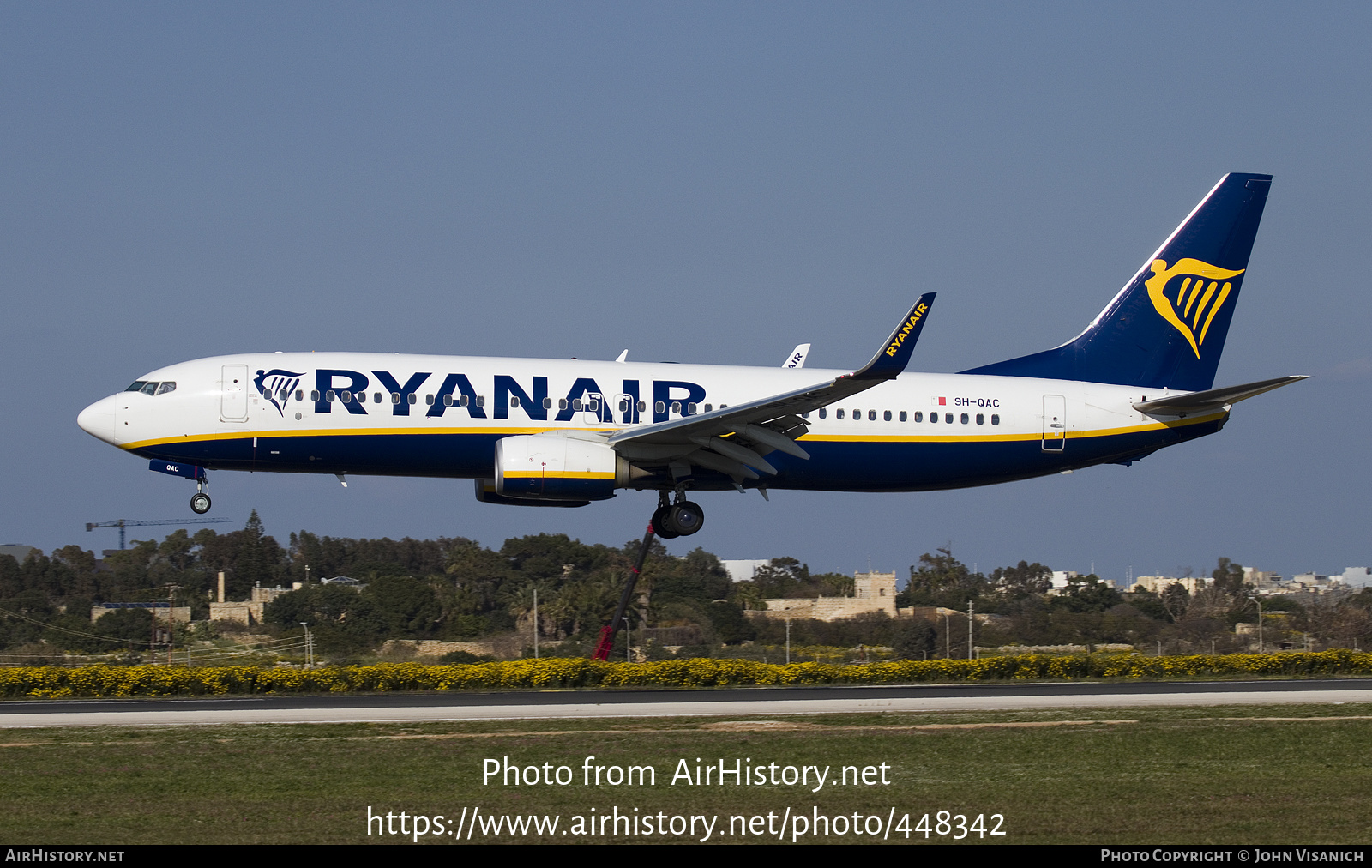 Aircraft Photo of 9H-QAC | Boeing 737-800 | Ryanair | AirHistory.net #448342