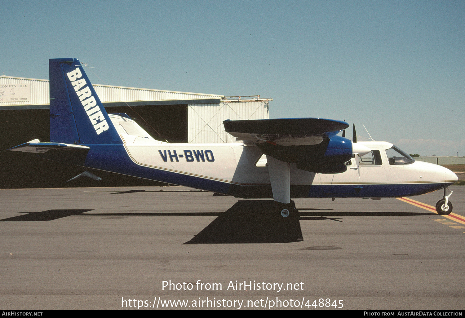 Aircraft Photo of VH-BWO | Britten-Norman BN-2A-26 Islander | Barrier Aviation | AirHistory.net #448845