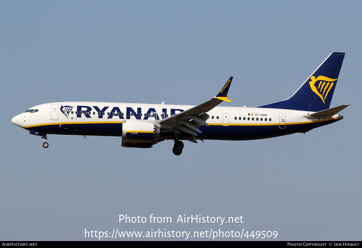 Aircraft Photo of EI-HAX | Boeing 737-8200 Max 200 | Ryanair | AirHistory.net #449509